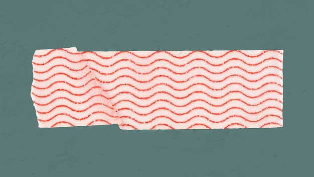 Cute washi tape collage element, red wave pattern vector Free Vector