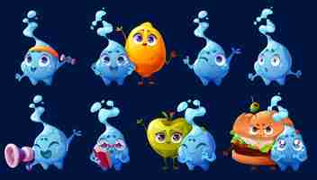 Free vector cute water drop mascot funny aqua drop character