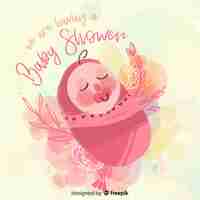 Free vector cute watercolor baby shower design