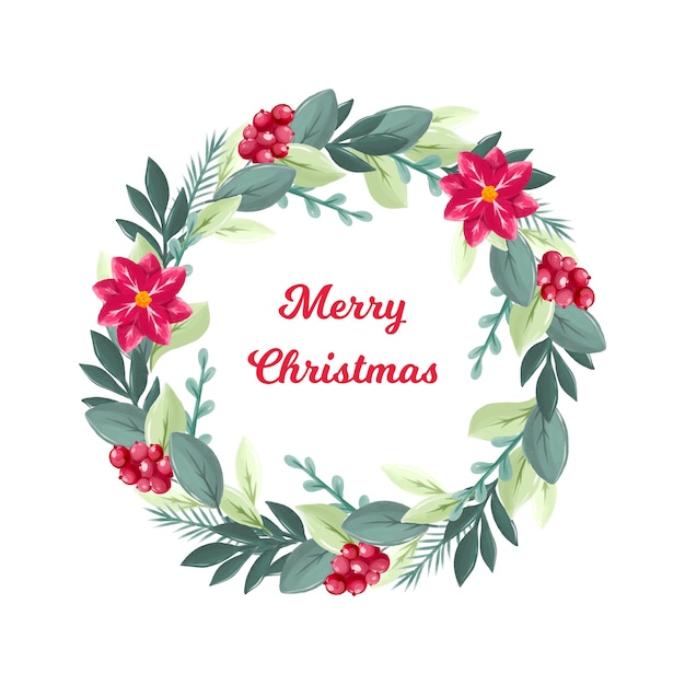 Free vector cute watercolor christmas wreath