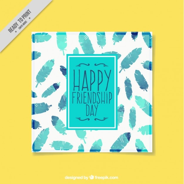 Free vector cute watercolor feathers silhouettes friendship card