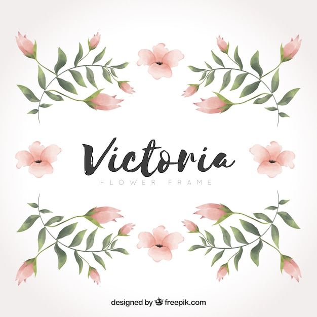 Free vector cute watercolor floral frame