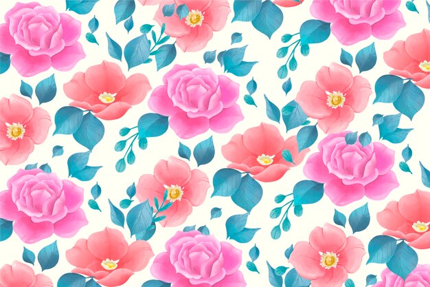 Симпатичный акварельный цветочный узор с розовыми цветами