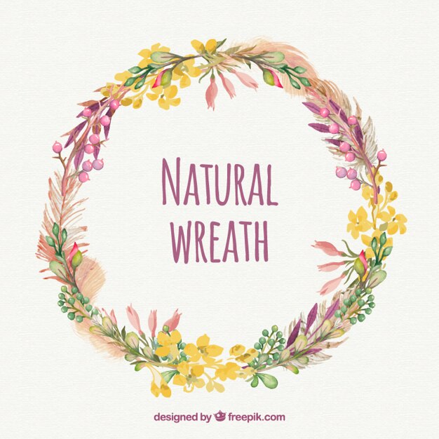 Free vector cute watercolor natural wreath