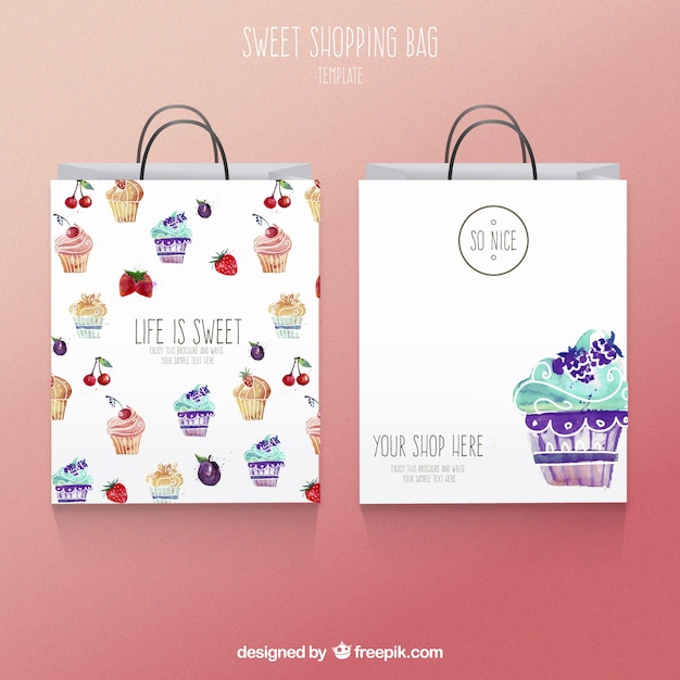 Free vector cute watercolor shopping bags