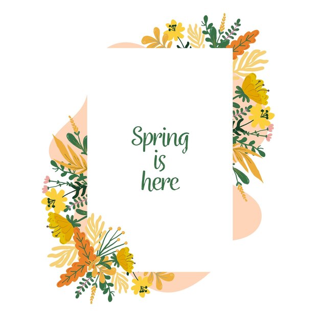 Cute watercolor spring floral frame