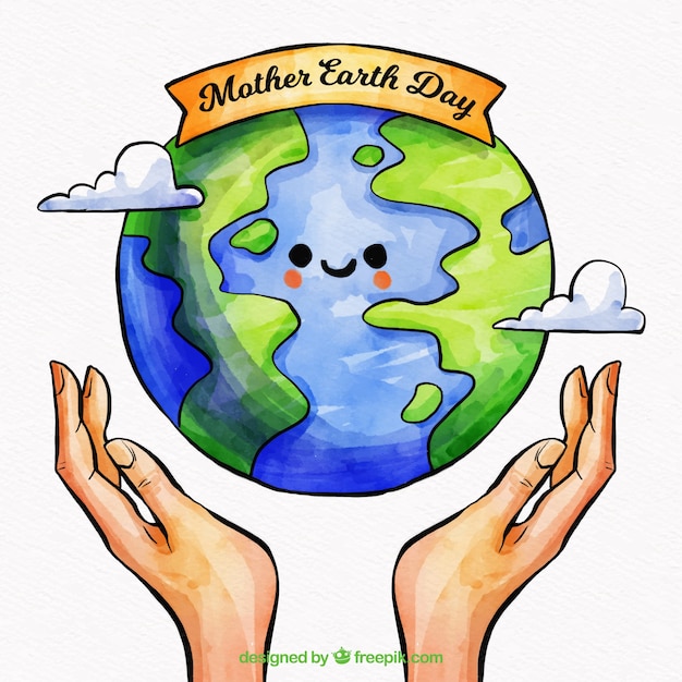 Free vector cute watercolour background for the mother earth day