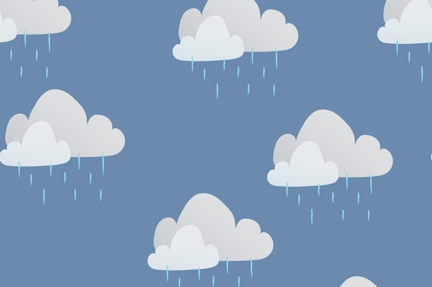 Cute weather pattern background wallpaper, rainy cloud vector illustration