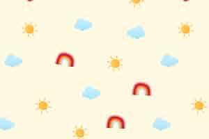 Free vector cute weather pattern background wallpaper, weather vector illustration