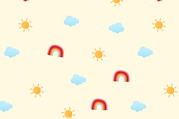 Cute weather pattern background wallpaper, weather vector illustration