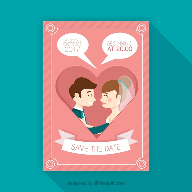 Free vector cute wedding card