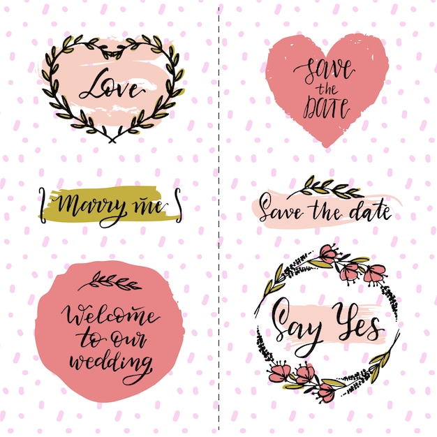 Free vector cute wedding design elements