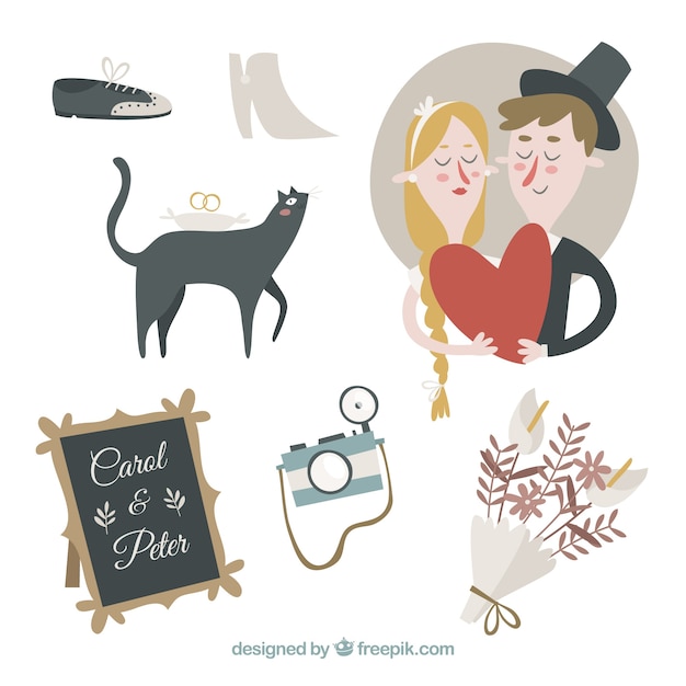 Cute wedding elements collection