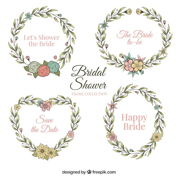 Cute wedding frames with decorative flowers