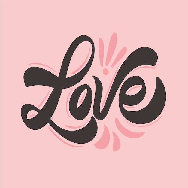 Cute wedding love lettering concept