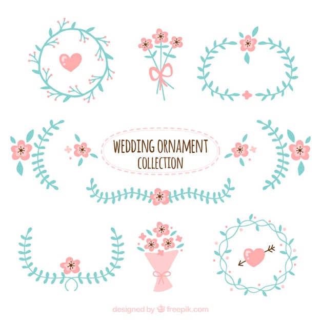 Free vector cute wedding ornament collection