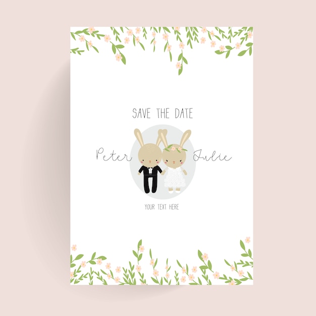 Free vector cute wedding poster