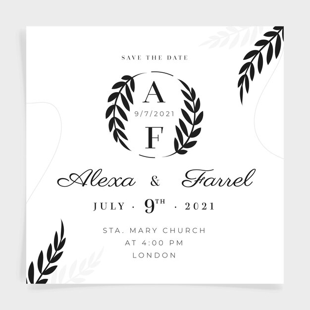 Cute wedding square flyer template