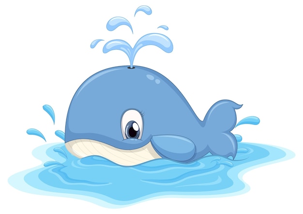 Free vector cute whale cartoon character