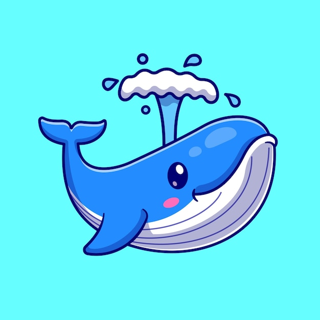 Free vector cute whale cartoon vector icon illustration. animal nature icon concept isolated premium vector. flat cartoon style
