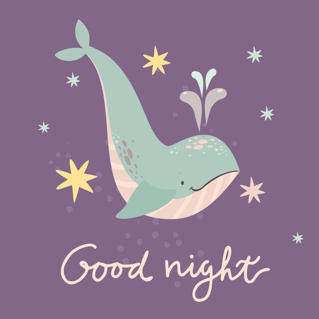 かわいいクジラおやすみなさい
