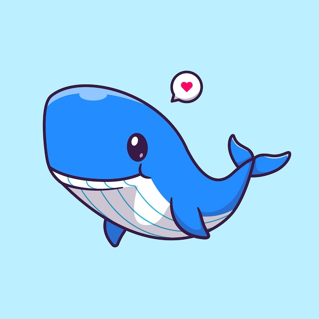 かわいいクジラ水泳漫画ベクトルアイコンイラスト動物の性質アイコンコンセプト分離フラット