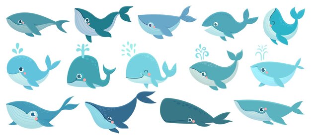 かわいいクジラの誕生日の挨拶 無料のベクター