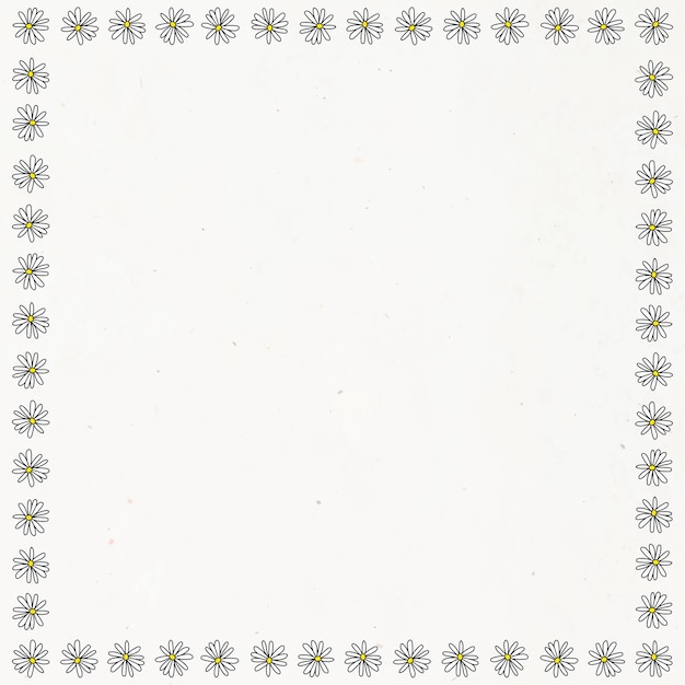 Free vector cute white daisy patterned frame on an off white background vector