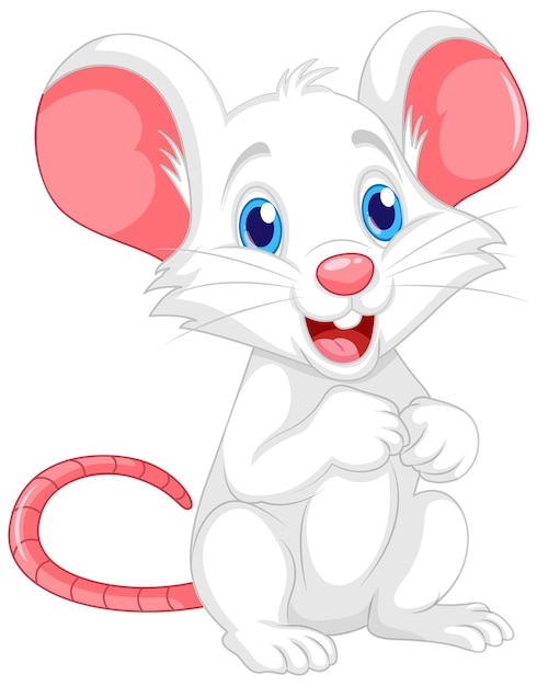 Free vector cute white rat cartoon smilling