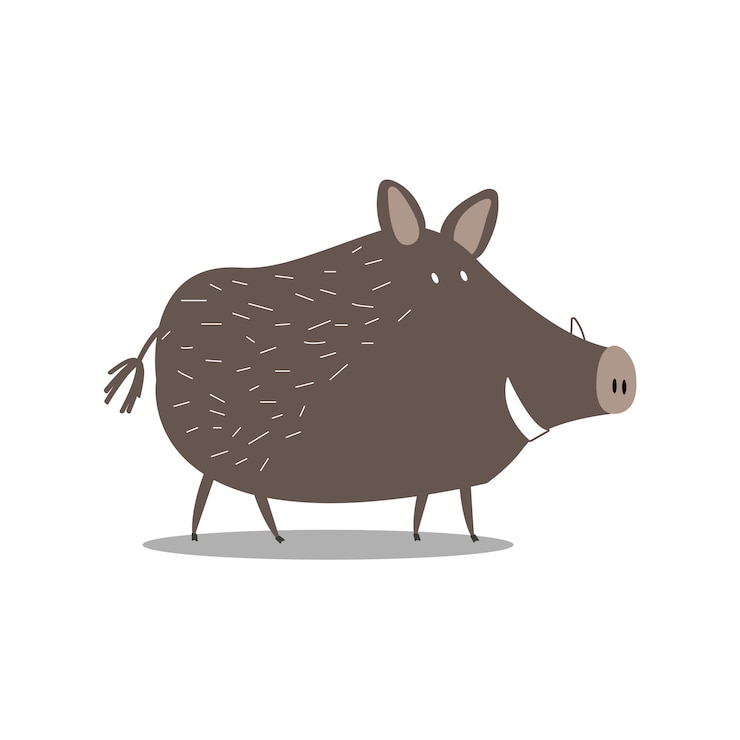 無料Vector かわいいイノシシのイラスト