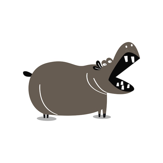 Free vector cute wild hippo cartoon illustration