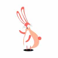Vettore gratuito illustrazione sveglia del fumetto del coniglio selvaggio