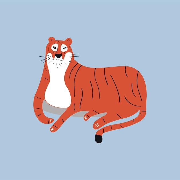 Cute wild tiger cartoon illustration