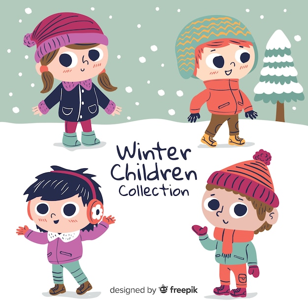 Cute winter kids collection