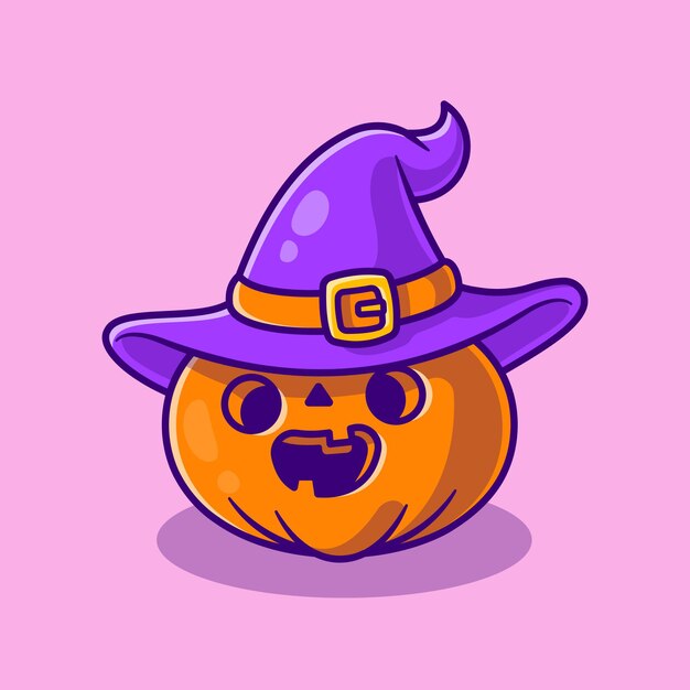 Cute Witch Pumpkin Halloween Cartoon 