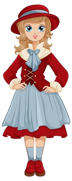 Free vector cute woman in vintage outfit