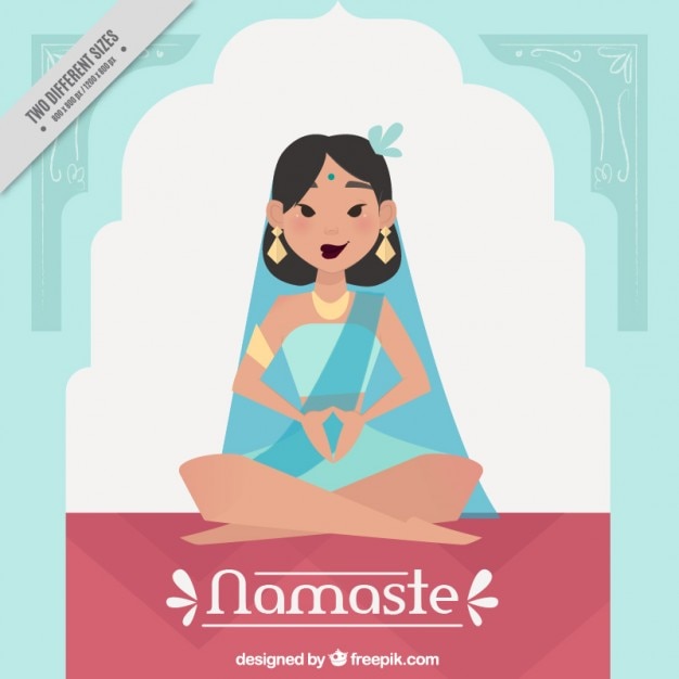 Free vector cute woman yoga background