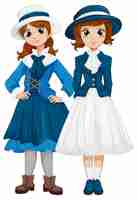 Free vector cute women friends in vintage outfit