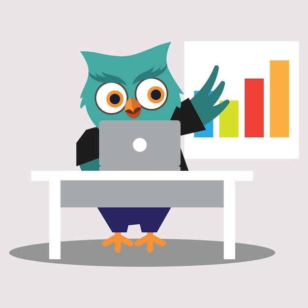 Free vector cute worker of owl cartoon character