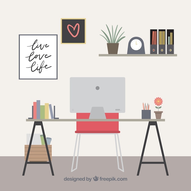 Free vector cute workspace background