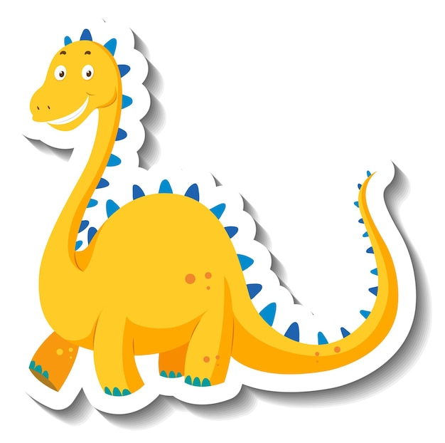 Cute yellow dinosaur cartoon character sticker