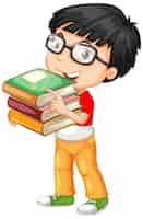 Free vector cute young boy cartoon character holding books