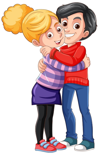 Free vector cute young couple cartoon character