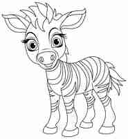 Vettore gratuito simpatico personaggio dei cartoni animati da colorare di zebra doodle