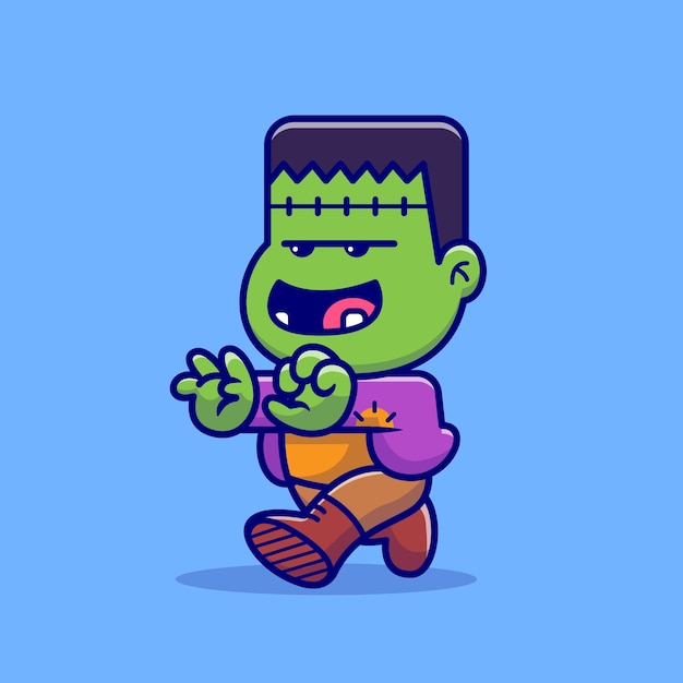 Vettore gratuito frankenstein zombie carino a piedi