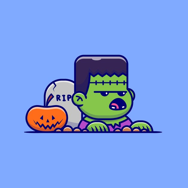 Free vector cute zombie rise from the grave