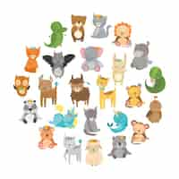 Free vector cute zoo animals