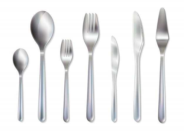 Free vector cutlery reception dinner set realistic image