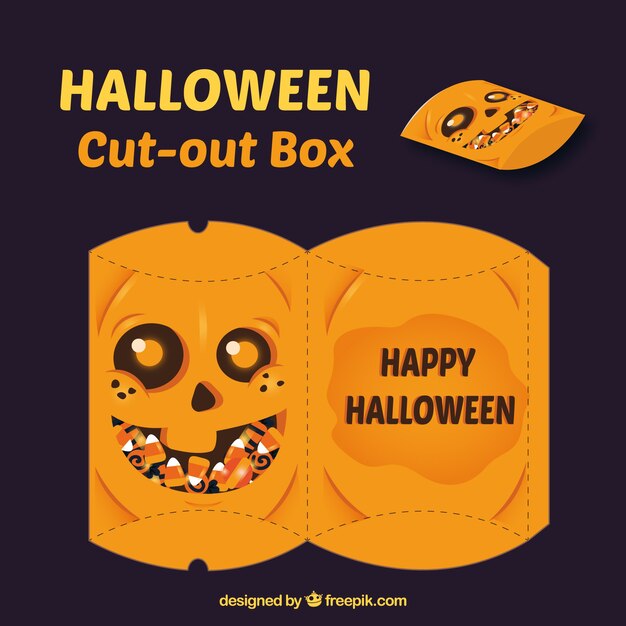 Cutout box of pumpkin with sweets