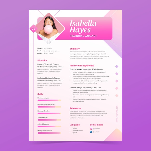 Free vector cv template design